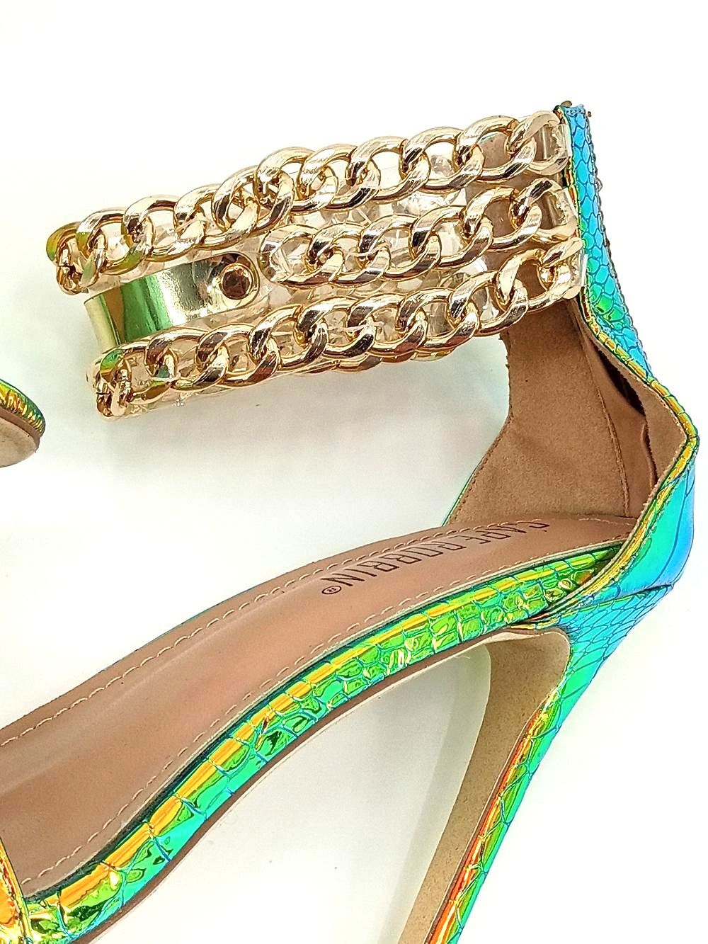 Cape Robbin Mermaidcore Iridescent Snake Print Chain Stiletto Heels Y2K Bratz 8 - Picture 4 of 11